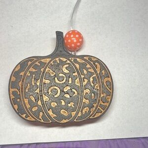 Decorative Black and Gold Pumpkin Ornament